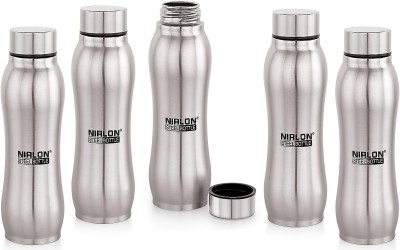 NIRLON Ozone Single Wall Stainless Steel Water Bottle 750ml, SET OF 5 750 ml Bottle(Pack of 5, Silver, Steel)