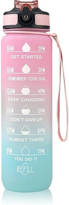 MB Creation Unbreakable Water Bottle 1 L with Motivational 1000 ml Bottle(Pack of 1, Multicolor, Silicone)