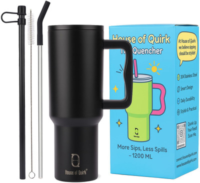 HOUSE OF QUIRK 1200 ml Steel Bottle(Pack of 1, Black)