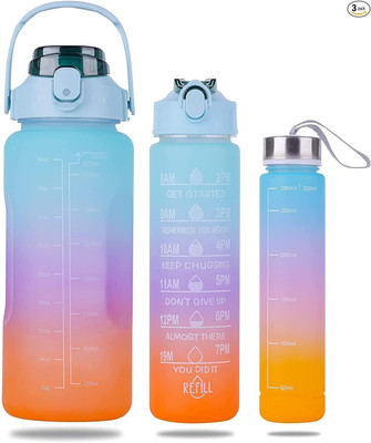 JMilan Enterprise 3 PCS Water Bottles With Straw 2000 ml Bottle(Pack of 1, Light Blue, Plastic)