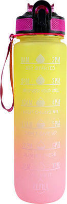 Crystu 1000 ml Plastic Sipper(Pack of 1, Yellow, Pink)