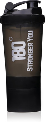 YOGG 500 ml Plastic Shaker(Pack of 1, Black)