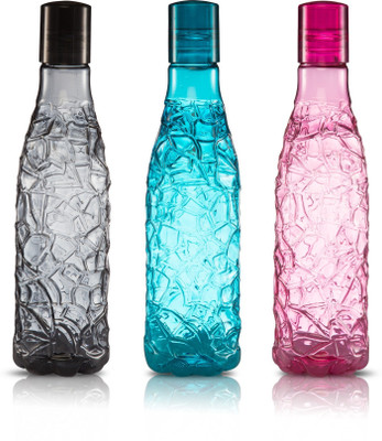 prayati Stylish crystal design fridge water bottle set for multipurpose use 1000 ml Bottle(Pack of 3, Multicolor, Plastic)