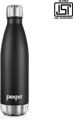 pexpo 500 ml 24 Hrs Hot & Cold ISI Certified , Electro Vacuum insulated Water Bottle 500 ml Flask(Pack of 1, Black, Steel)