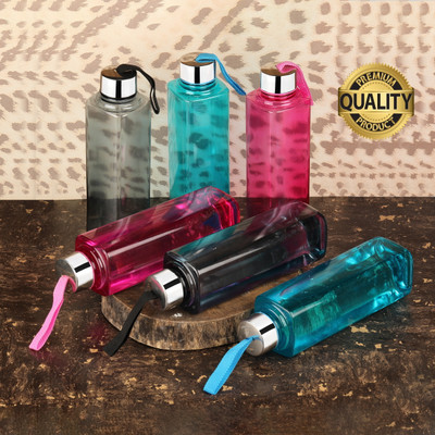 BELLERBIRD by BELLERBIRD SQUARE SHAPE 6 set Premium Water Fridge Bottles Set Of 6 1000 ml Bottle 1000 ml Bottle(Pack of 6, Multicolor, Plastic)