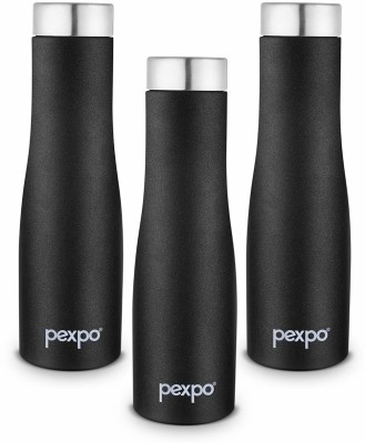 pexpo 1000 ml Fridge and Refrigerator Stainless Steel Water Bottle, Monaco 1000 ml Bottle(Pack of 3, Black, Steel)