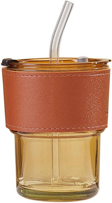 V Bright 400 ml Glass Sipper(Pack of 1, Brown)