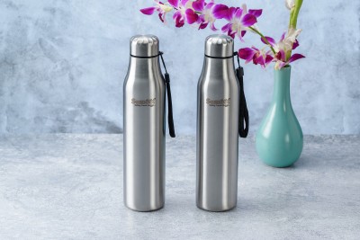 Sumeet Alpha-Aqua S.S Leak Proof Water Bottle Office/School/College/Gym/Home/Fridge 1000 ml Bottle(Pack of 2, Silver, Steel)