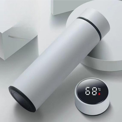SM SHOPPERS HUB Smart LED Display Temperature Water Bottle Durable Stainless Steel Vaccum Flask 500 ml Flask(Pack of 1, Grey, Steel)