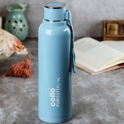 cello Puro -X Benz 900 Insulated Inner Outer Water 730 ml Bottle(Pack of 1, Blue, Steel, Plastic)