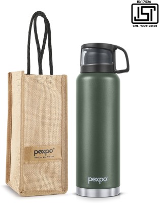 pexpo 1500ml Vacuum Insulated Water Bottle with Jute-bag 24 Hrs Hot and Cold Fererro 1500 ml Flask(Pack of 1, Green, Steel)