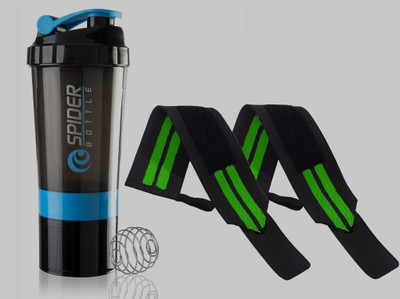 TRUE INDIAN Gym Protein Shaker with Protein Funnel & Container with Key-Chain, 500 ml Shaker(Pack of 2, Green, Tritan)