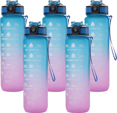 KUBER INDUSTRIES 1000 ml Plastic Bottle(Pack of 5, Blue, Purple)