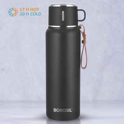 BOROSIL 900 ml Steel Flask(Pack of 1, Black)
