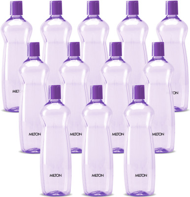 MILTON Pacific 1000ml BPA Free Leakproof PET Fridge Bottle Set of 12, Purple | Home 1000 ml Plastic Bottle(Pack of 12, Purple)
