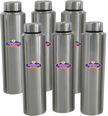 Apeiron Stainless Steel Matt Fridge Water Bottle 1000 ml Bottle(Pack of 6, Silver, Steel)