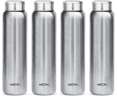 MILTON Aqua 1000 ml Set of 4,Silver 1000 ml Bottle(Pack of 4, Silver, Steel)