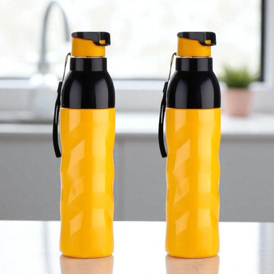 Pixel India Insulated Water Bottle 1000ml Leak-Proof BPA-Free Hot & Cold Flask 1000 ml Flask 1000 ml Flask(Pack of 2, Yellow, Plastic)