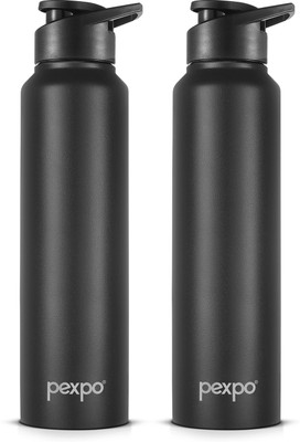 pexpo 950 ml Steel Bottle(Pack of 2, Black)