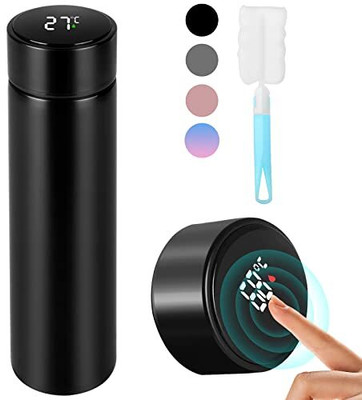 TRACKMATCH Smart Intelligent Vacuum Insulated Water Bottle with LED Temperature Display 500 ml Flask(Pack of 1, Black, Steel)