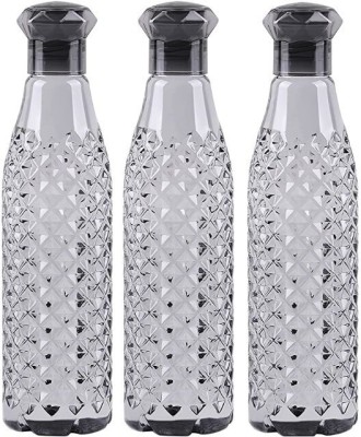 helping star Plastic Fridge Water Bottle Set Of 3 black Crystal Diamond Texture Design 1000 ml Bottle(Pack of 3, Black, PET)