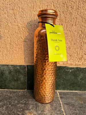 Peekdee Pure Copper Water Bottle for Ayurvedic Health Benefits Leak Proof Holds 900 ml Bottle(Pack of 1, Copper, Copper)