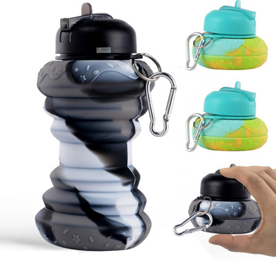 HOMESTIC by Kuber Industries 600 ml Silicone Bottle(Pack of 4, Black, Green)
