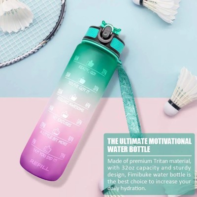 Jeevan jyoti agency Unbreakable Motivational Silicone Water Bottle Durable BPA Free J99 1000 ml Bottle(Pack of 1, Multicolor, Plastic)