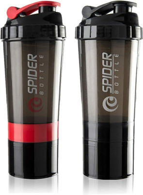 TRUE INDIAN 500 ml Plastic Shaker(Pack of 2, Red, Black)