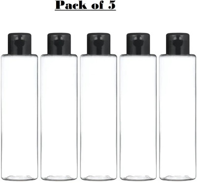 Insta cool Refillable Empty Bottle with Air Tihgt Flip Top Cap for sanitizers, shampoo etc 100 ml Bottle(Pack of 5, Clear, PET)
