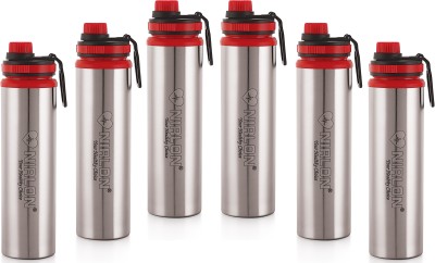 NIRLON Eco Star Stainless Steel Water Bottle 900 ml Bottle(Pack of 6, Silver, Tritan)