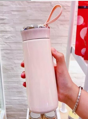 BUFONA 400 ml Plastic, Glass Flask(Pack of 1, Pink)