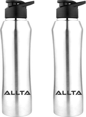 ALLTA Water Bottle Classic 1 Litre | Bottles for Fridge, School, Office, Home, Gym 1000 ml Bottle(Pack of 2, Silver, Steel)