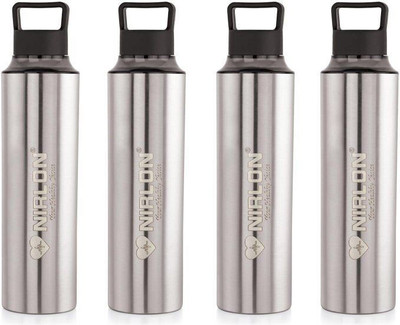 NIRLON 900 ml Steel Bottle(Pack of 4, Silver, Black)