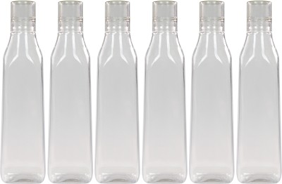 Pearlpet Panama BPA-free Plastic Water Bottle Set of 6 Pcs , Each 1000ml, Transparent 1000 ml Bottle(Pack of 6, Grey, Plastic)