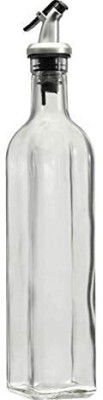 KITKING Glass Oil Dispenser Bottle Oil & Vinegar Glass Oil Bottle with Leak Proof Bottle 500 ml Bottle(Pack of 1, Clear, Glass)