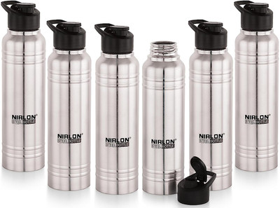NIRLON 1000 ml Steel Bottle(Pack of 6, Silver)