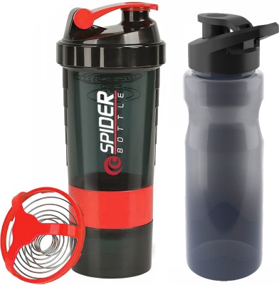 TRUE INDIAN Combo Of Protein Shaker Bottle With Wrist Support Band Gym & Fitness Kit. 500 ml Shaker(Pack of 2, Red, Plastic)