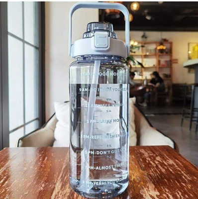Masoom 2L Transparent Water Bottle Motivational Gym Timer Bottle 2000 ml Bottle(Pack of 1, Multicolor, Plastic)