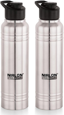 NIRLON 1000 ml Steel Bottle(Pack of 2, Silver)