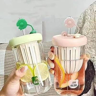 nishiiv 400 ml Glass Sipper(Pack of 1, Multicolor)