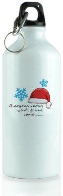 Rushaan Santa's Here: Specifically Printed Sipper Bottle For Christmas 600 ml Bottle(Pack of 1, White, Aluminium)