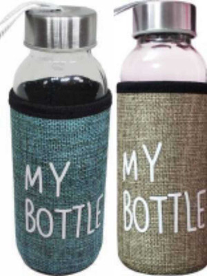 Divine Era Decor 300 ml Glass Bottle(Pack of 2, Beige, Blue)