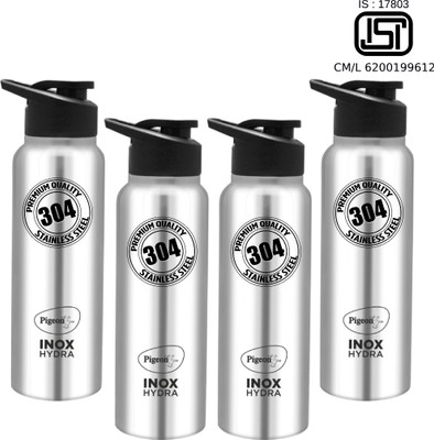 Pigeon 700 ml Steel Bottle(Pack of 4, Black, Steel/Chrome)