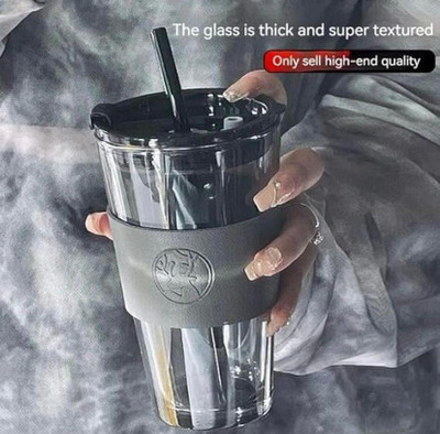 HR OUTFIT 450 ml Glass Sipper(Pack of 1, Black)