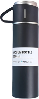 kiroq 500 ml Steel Flask(Pack of 1, Black)