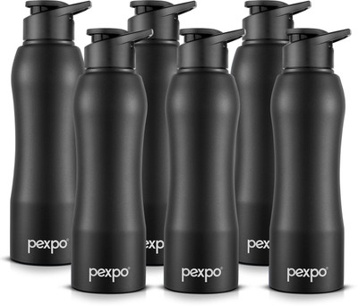 pexpo 1000 ml Steel Bottle(Pack of 6, Black)