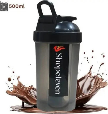 Fitness Scout 500 ml Plastic Shaker(Pack of 1, Grey)