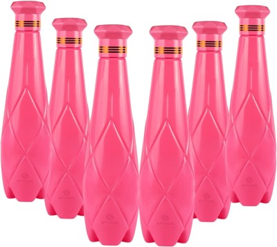 Stysol Fridge Plastic Water Bottle Pink Set Of 6 1000 ml Bottle(Pack of 6, Red, Blue, Pink, Plastic)