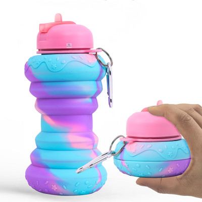 Heart Home 600 ml Silicone Bottle(Pack of 1, Pink)